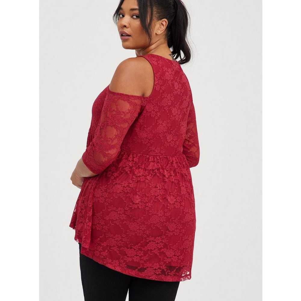 Other Torrid Lace Cold Shoulder Top Red Illusion … - image 8