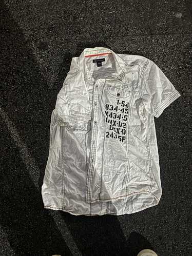 Vintage white button up with black reverse stitchi