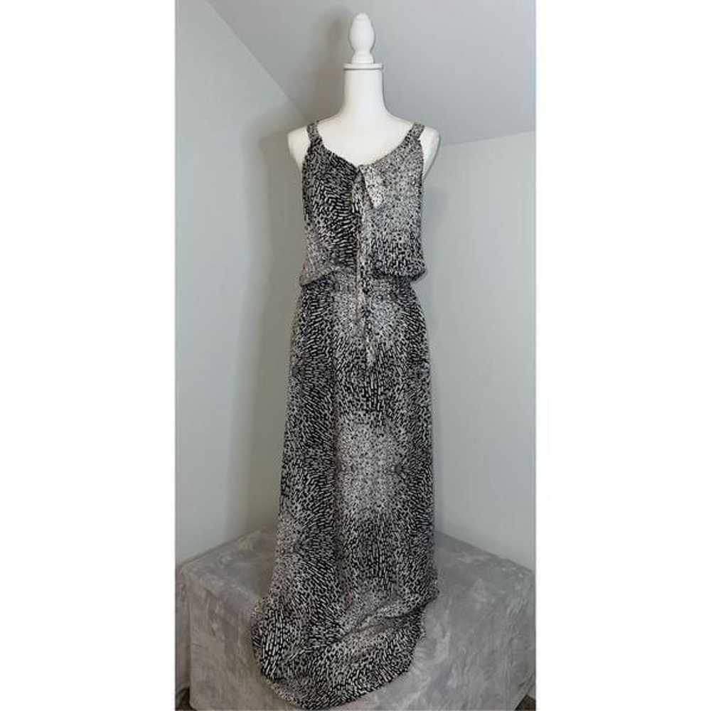 Women’s PARKER 100% Silk Maxi Dress Blk/Wht Large - image 2