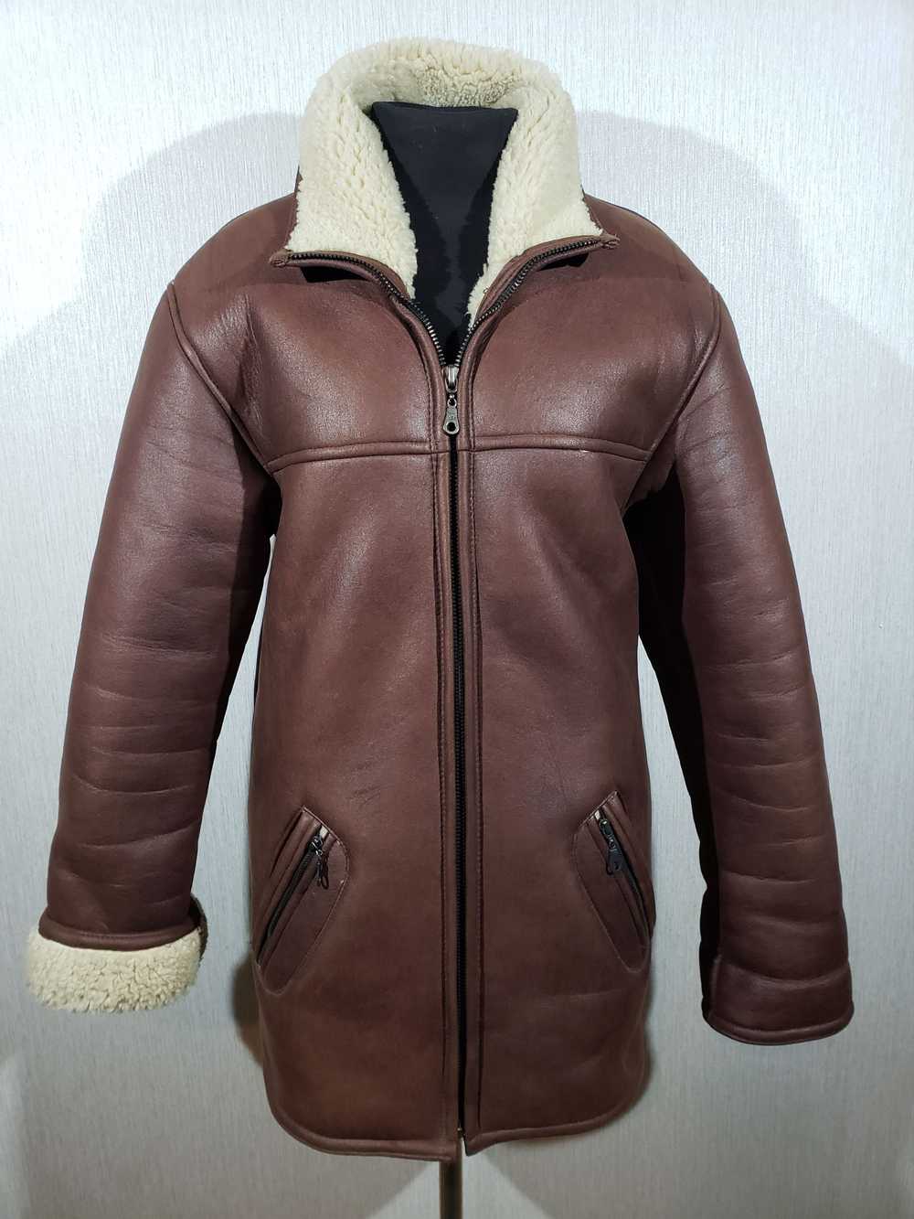 Leather Jacket × Sheepskin Coat Men's brown faux … - image 1