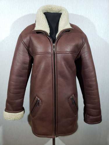 Leather Jacket × Sheepskin Coat Men's brown faux … - image 1