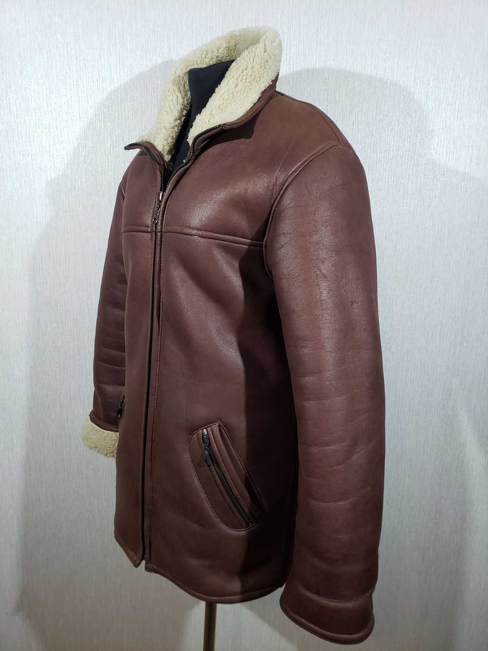 Leather Jacket × Sheepskin Coat Men's brown faux … - image 2