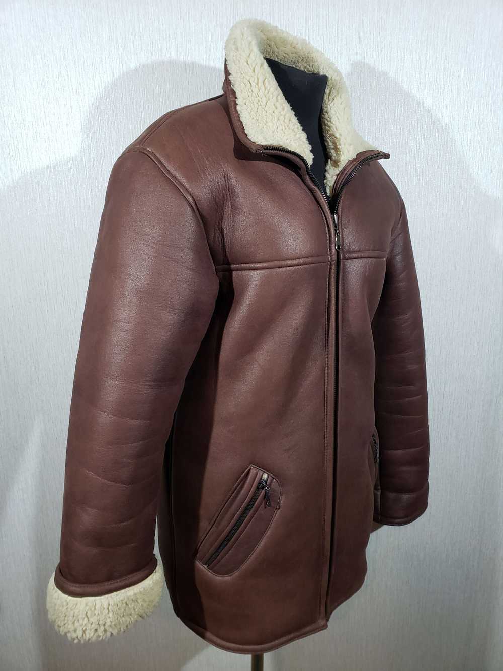 Leather Jacket × Sheepskin Coat Men's brown faux … - image 4