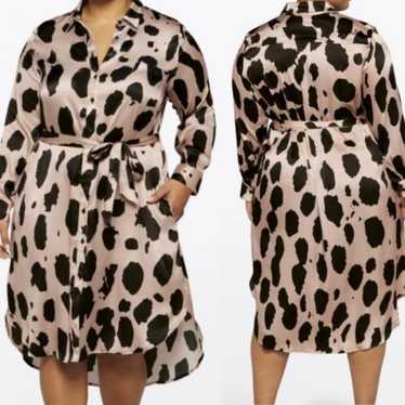 Megan Renee Organic Silk Shirt Dress Leopard Anim… - image 1