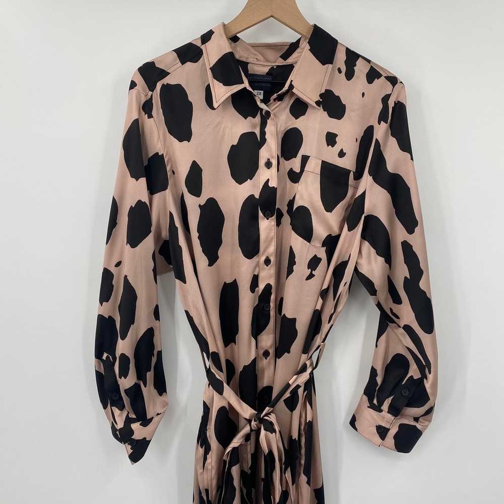 Megan Renee Organic Silk Shirt Dress Leopard Anim… - image 3