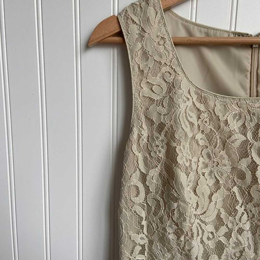 Hilton Hollis Beige Lace Sleeveless Sheath Dress … - image 2