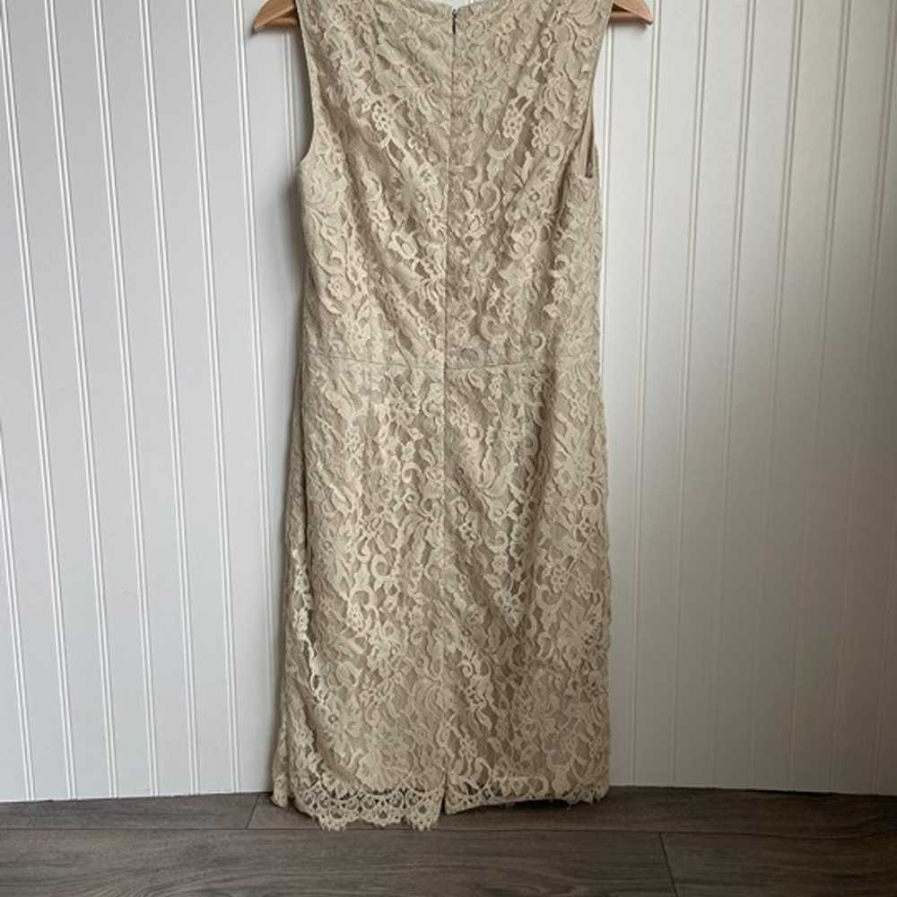 Hilton Hollis Beige Lace Sleeveless Sheath Dress … - image 5