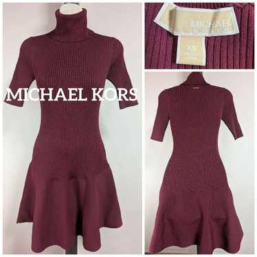 Michael Kors Burgundy Turtleneck Short Sleeve Knit