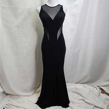 Cache Black Mesh Open Back Floor Length Gown Size… - image 1