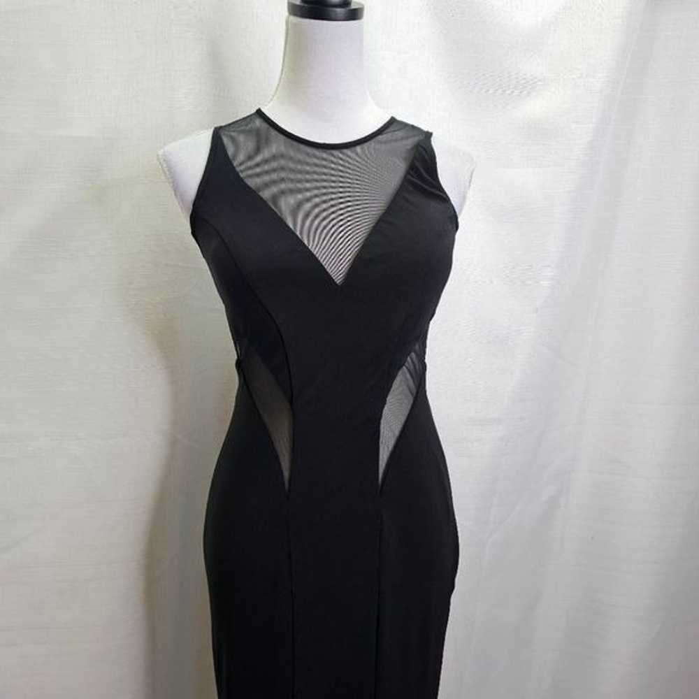 Cache Black Mesh Open Back Floor Length Gown Size… - image 2