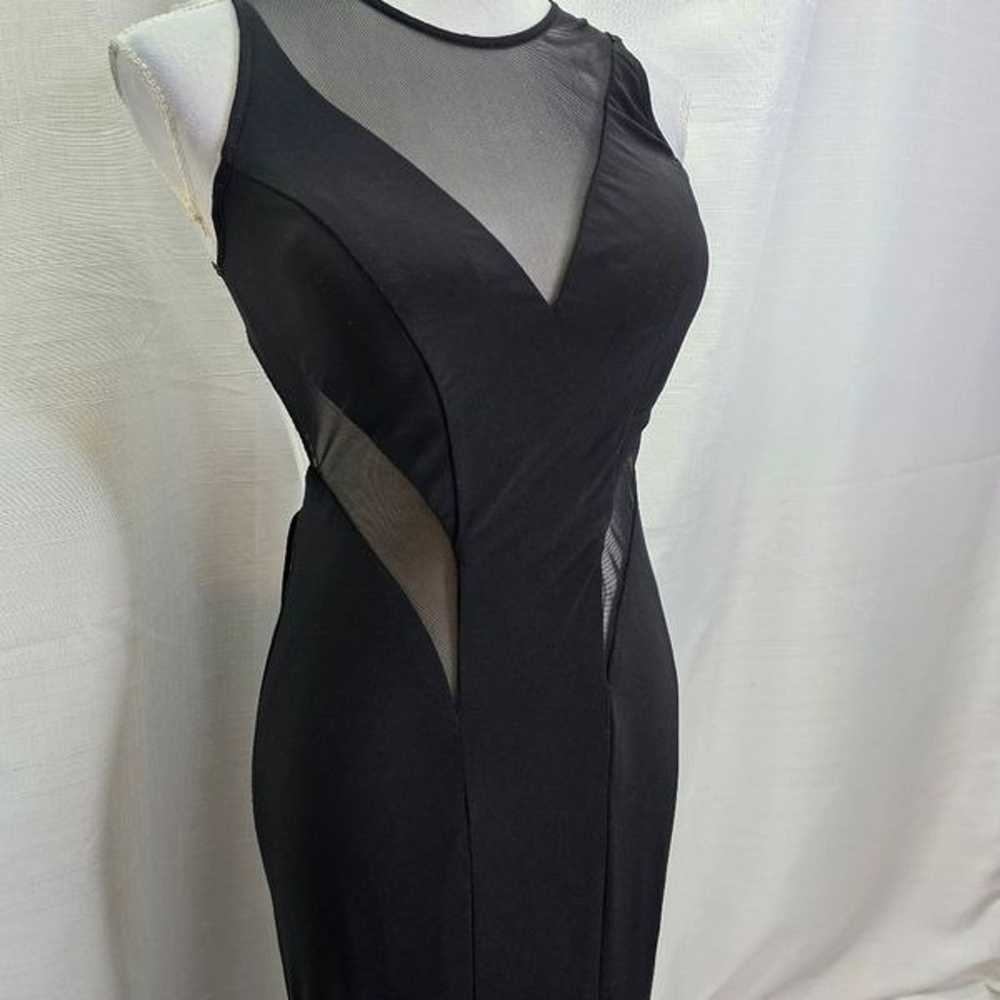 Cache Black Mesh Open Back Floor Length Gown Size… - image 3