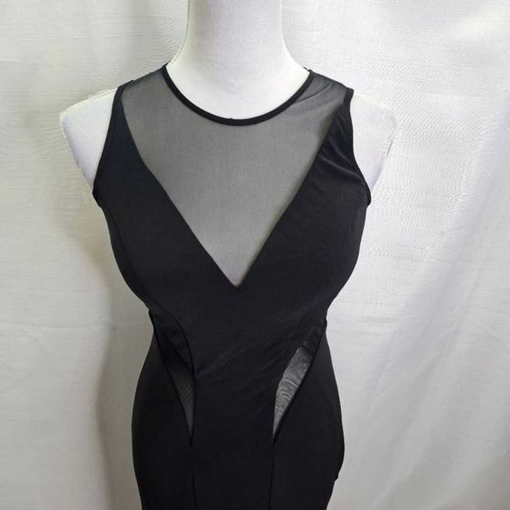 Cache Black Mesh Open Back Floor Length Gown Size… - image 4