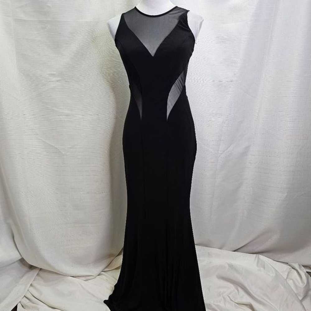 Cache Black Mesh Open Back Floor Length Gown Size… - image 9