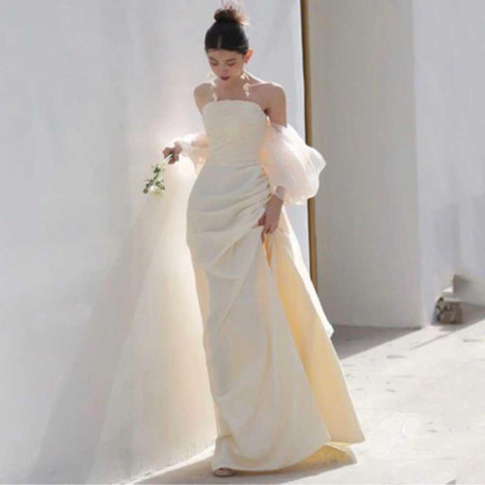 Strapless wedding dress, pre-shoot, after party - image 1