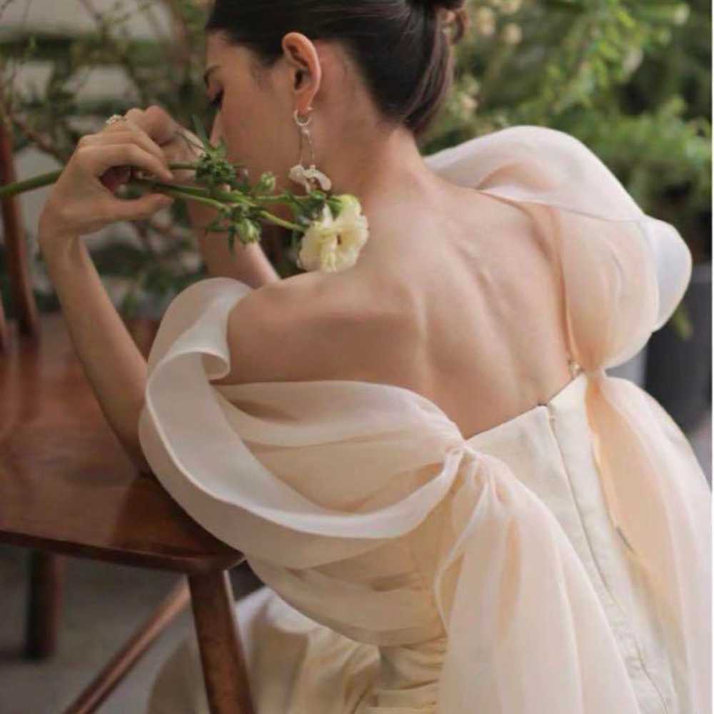 Strapless wedding dress, pre-shoot, after party - image 2