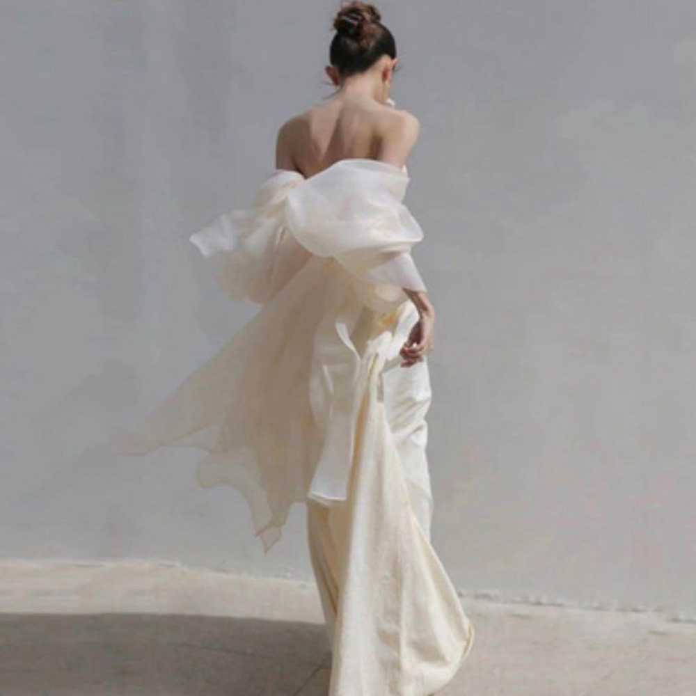 Strapless wedding dress, pre-shoot, after party - image 3