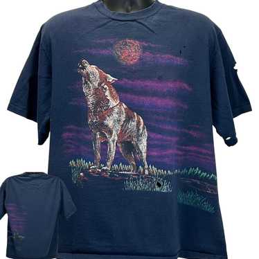 Vintage Vintage Distressed Howling Wolf T Shirt Me