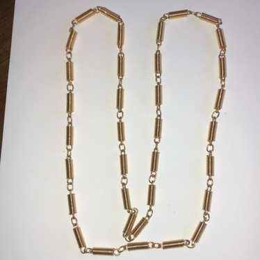 Vintage Gold Tone Spring Chain Link Necklace