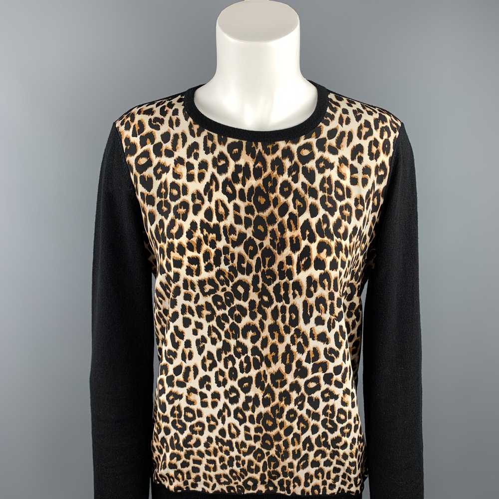 Equipment Black & Tan Leopard Wool / Silk Pullover - image 2