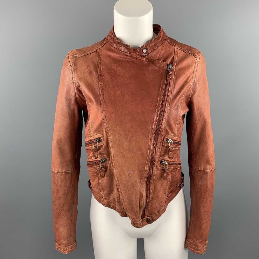 Designer VINTAGE Size L Rust Brown Distressed Lea… - image 1