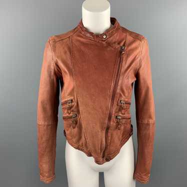 Designer VINTAGE Size L Rust Brown Distressed Lea… - image 1