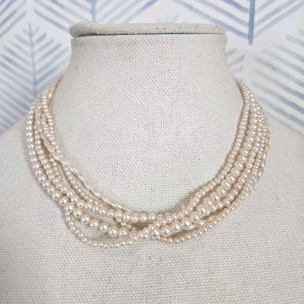 Marvella Vintage Champagne Faux Pearl Multi Stran… - image 1