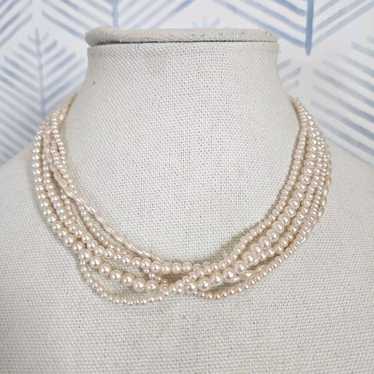 Marvella Vintage Champagne Faux Pearl Multi Stran… - image 1