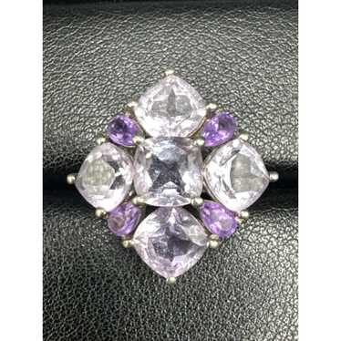 Vintage Sterling Silver Multi Amethyst Ring 925 S… - image 1