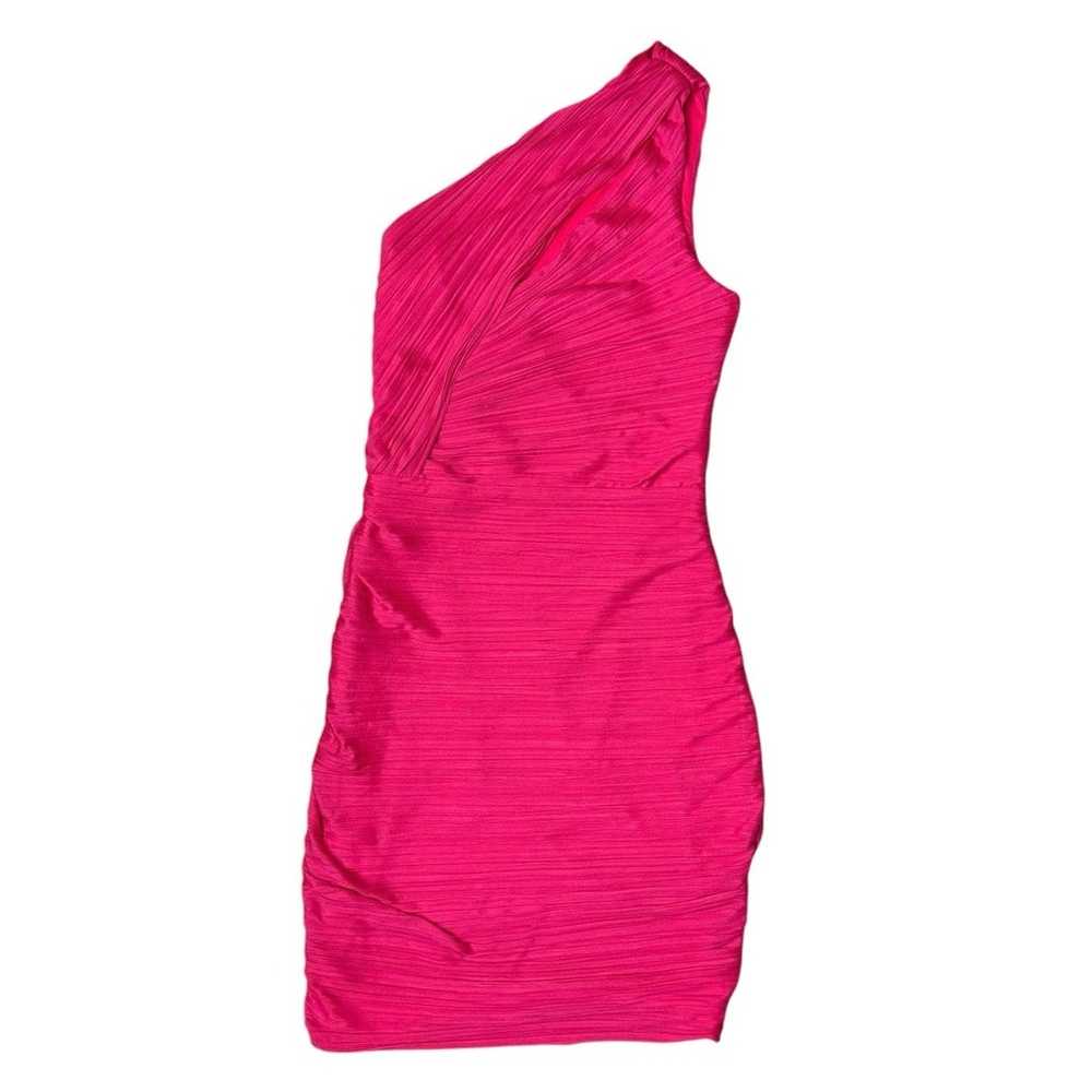 Halston Heritage Hot Pink One Shoulder Cut Out Ru… - image 2