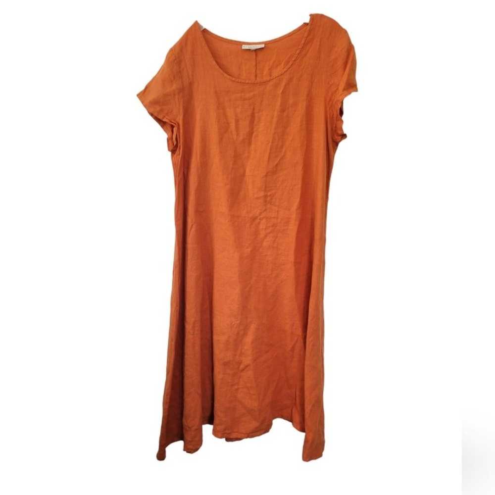 Bryn Walker Winslow Lagenlook Orange Linen Dress … - image 1