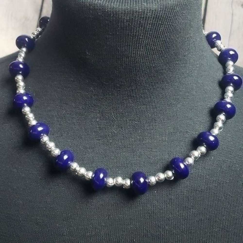 Vintage Blue and Silver Necklace - image 2