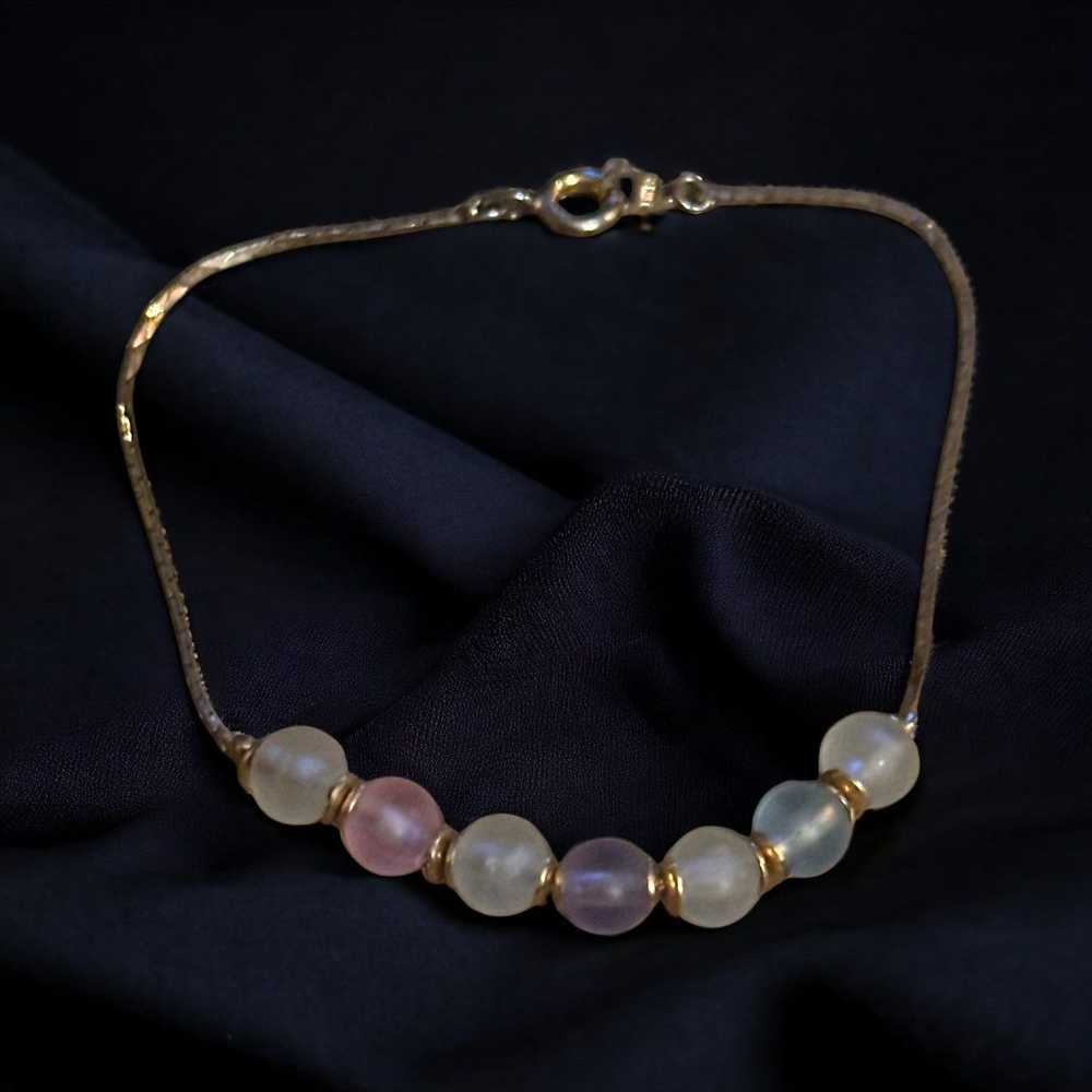 Vintage Vintage gold tone glass bead bracelet - image 1