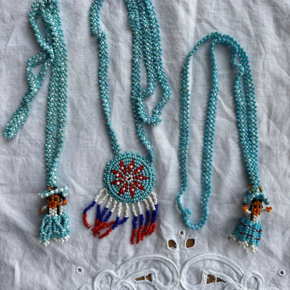 Vintage Native American Seed Bead Necklaces 3 cou… - image 1