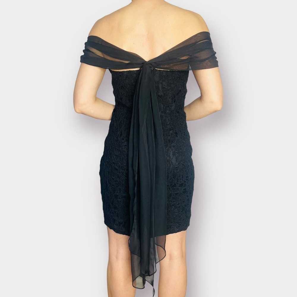 90s Donna Ricco Black Lace Cocktail Dress - image 10