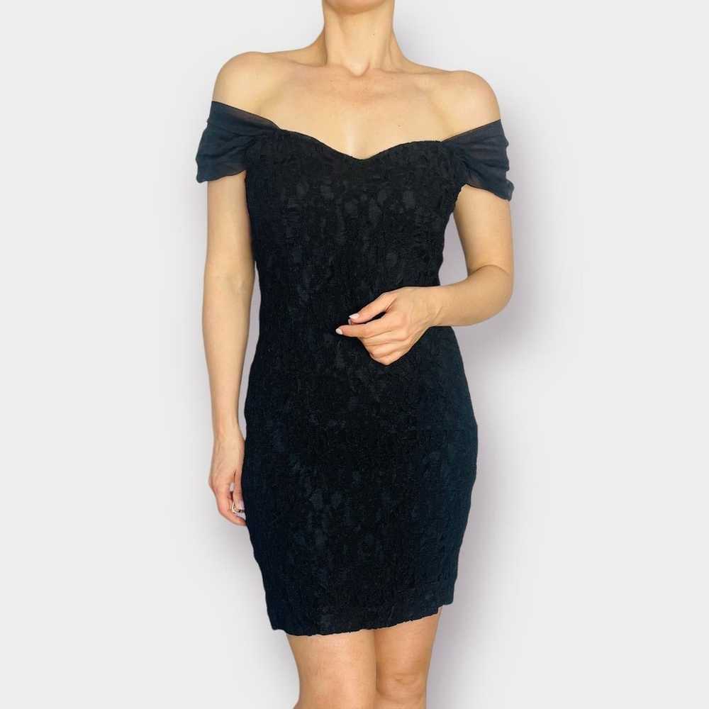 90s Donna Ricco Black Lace Cocktail Dress - image 3