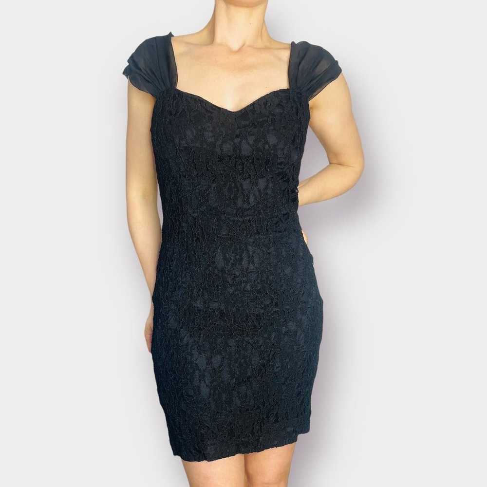 90s Donna Ricco Black Lace Cocktail Dress - image 5