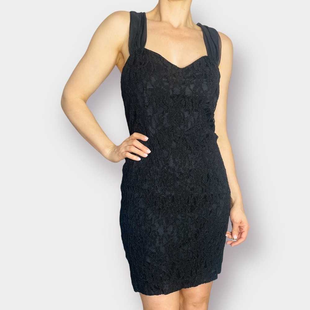 90s Donna Ricco Black Lace Cocktail Dress - image 6