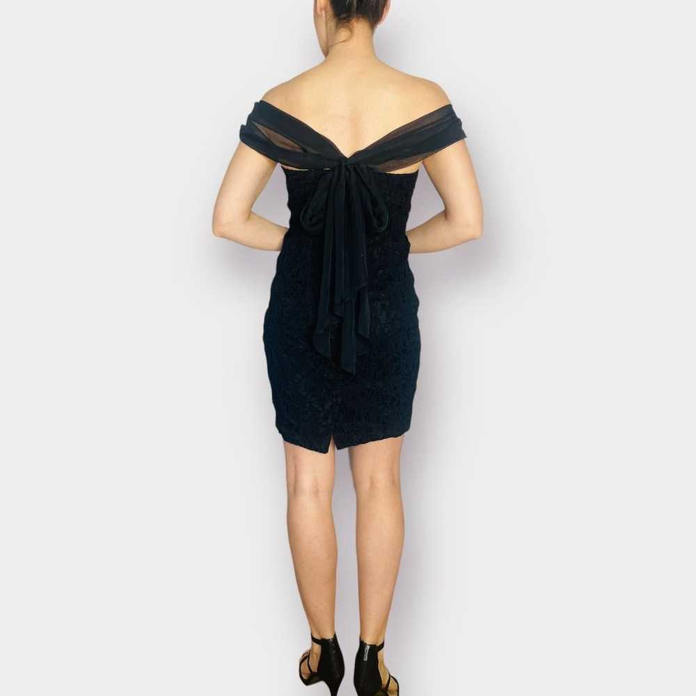 90s Donna Ricco Black Lace Cocktail Dress - image 9