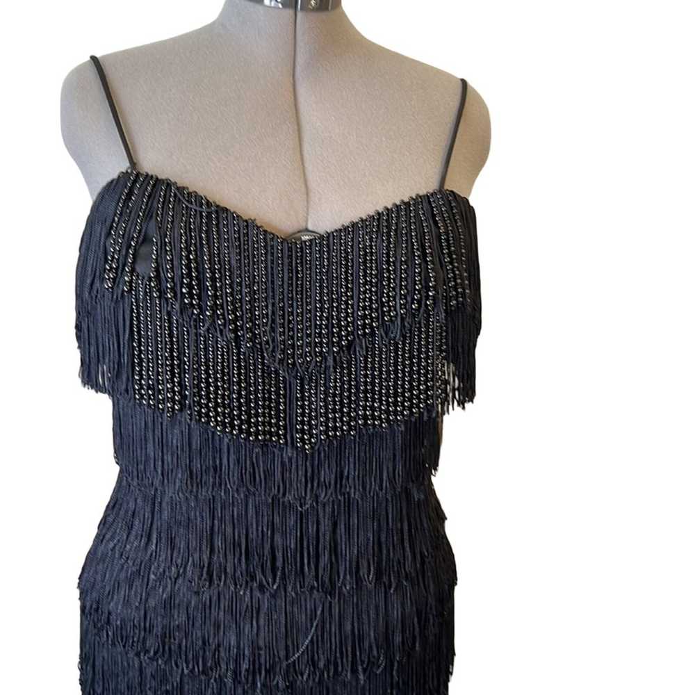 Vintage 1990s New Leaf by Samir black fringe flap… - image 2