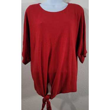 Alfani Alfani Red Slub Knit Dolman Short Sleeves T