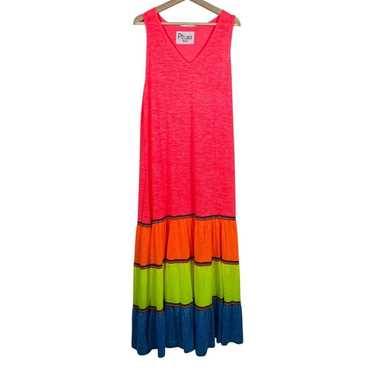 Pitusa Tiered Maxi Dress Womens Standard Rainbow … - image 1