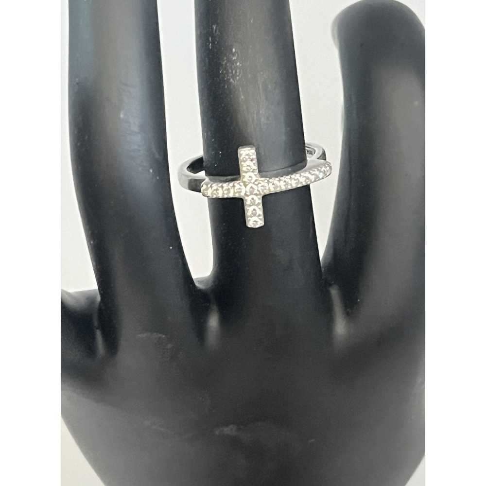 1 Silpada Sterling Silver Reverence CZ Cross Ring… - image 1