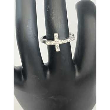 1 Silpada Sterling Silver Reverence CZ Cross Ring 