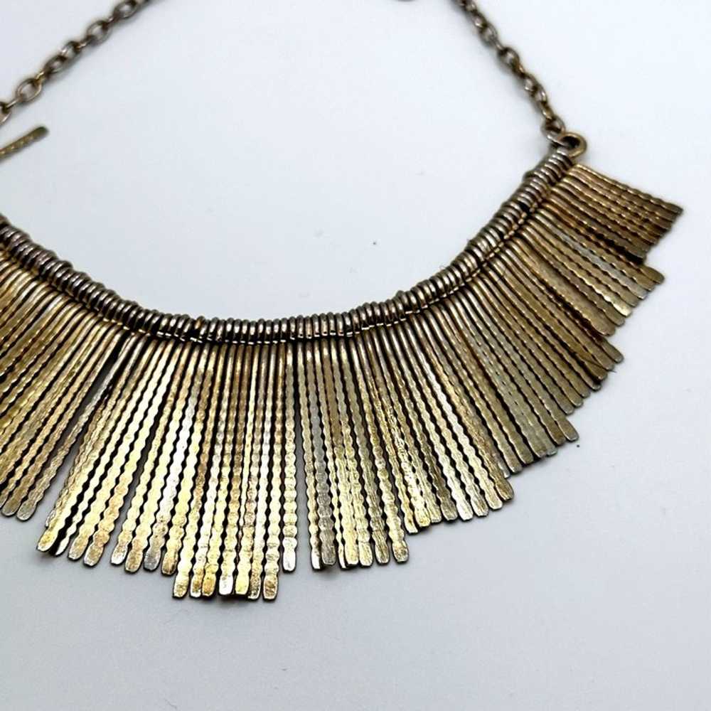 Vintage Boho Gold Tone Fringe Tassel Necklace Col… - image 2