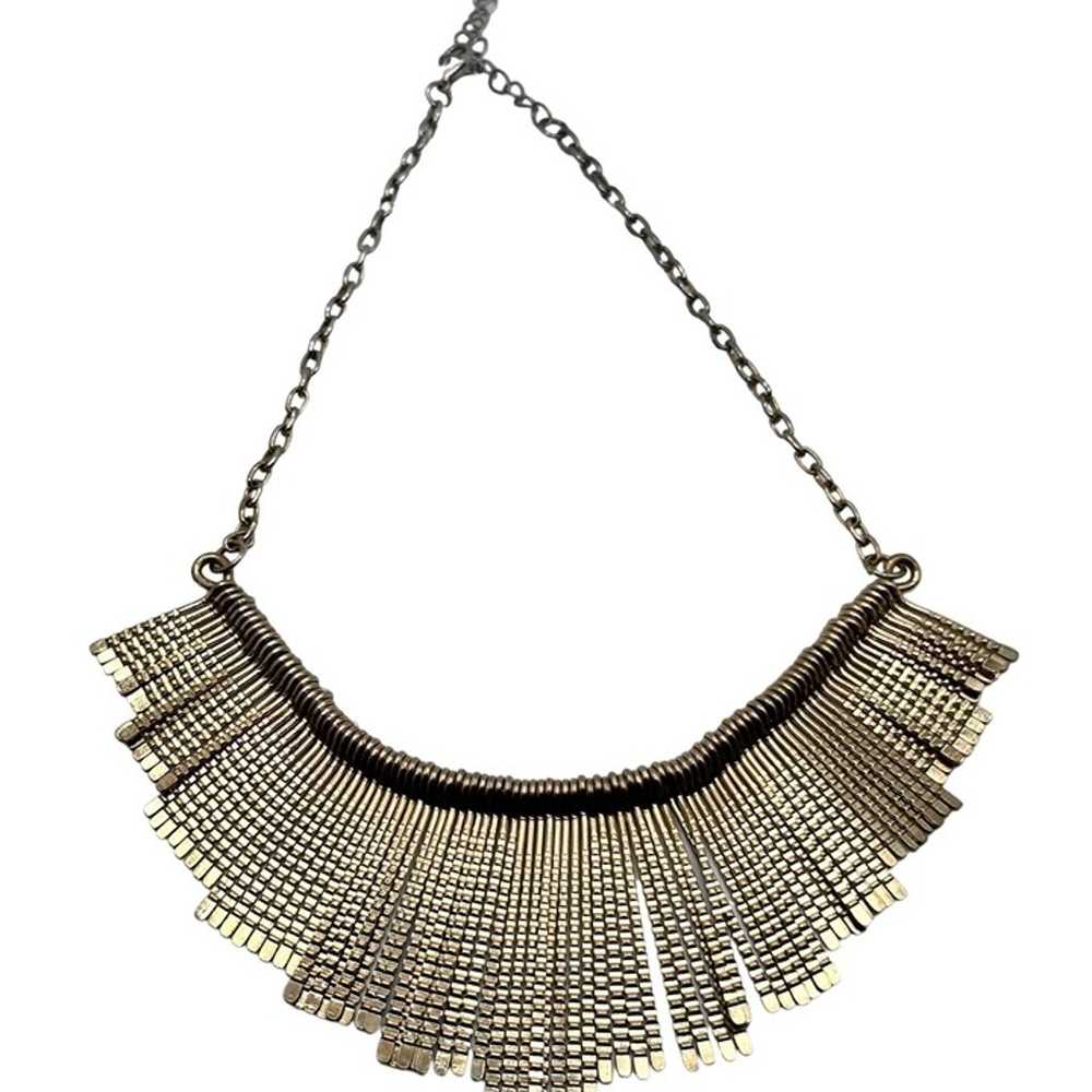 Vintage Boho Gold Tone Fringe Tassel Necklace Col… - image 3