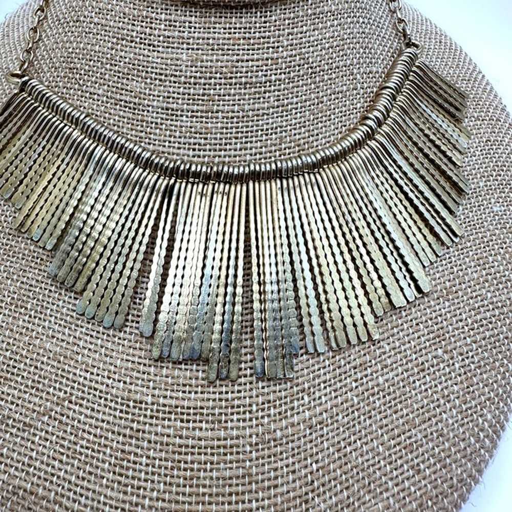 Vintage Boho Gold Tone Fringe Tassel Necklace Col… - image 5