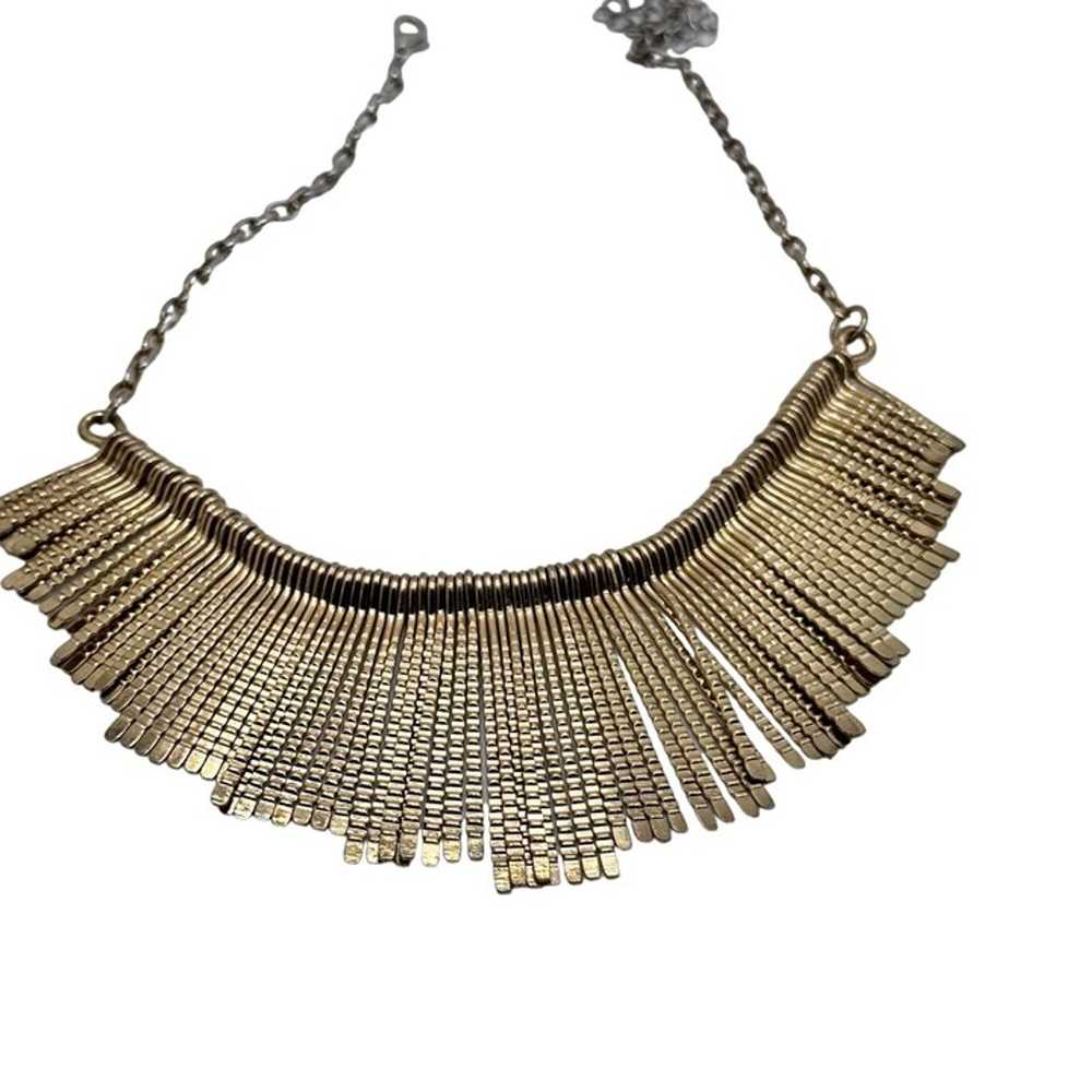 Vintage Boho Gold Tone Fringe Tassel Necklace Col… - image 9