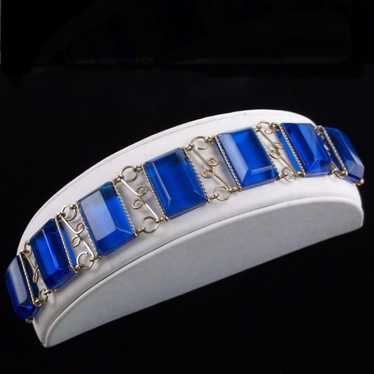 Vintage 1950s 12kt GF Blue Lucite Bracelet 6.5" - image 1