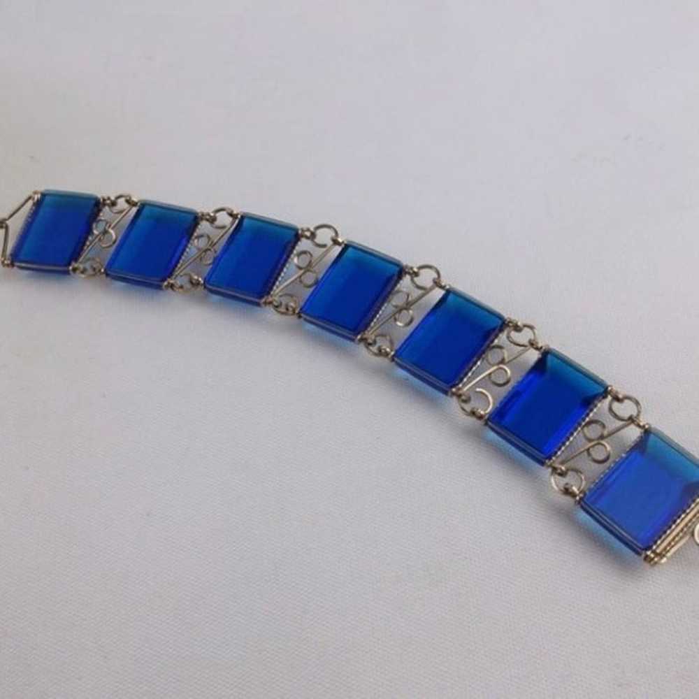 Vintage 1950s 12kt GF Blue Lucite Bracelet 6.5" - image 2