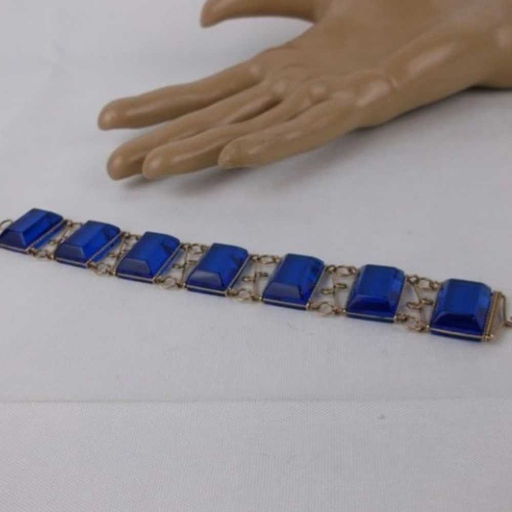 Vintage 1950s 12kt GF Blue Lucite Bracelet 6.5" - image 3